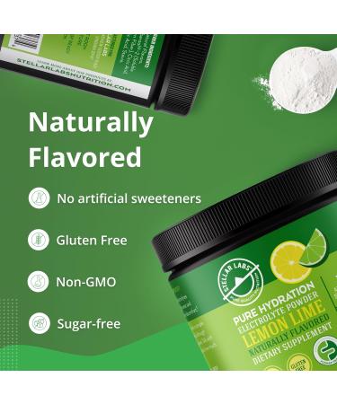 Stellar Labs No Sugar Electrolyte Powder | Low FODMAP Hydration Mix | Keto Friendly Sugar Free Non-GMO Gluten Free | Lemon Lime - 30 Servings - Buy Online on GoSupps.com