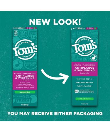 Tom's of Maine Antiplaque & Whitening Fluoride-Free Toothpaste - Spearmint 3-Pack | Buy Internationally - Buy Online on GoSupps.com