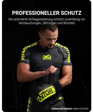 Phantom Boxing Gloves APEX | MMA & Thai Boxing | Men's Black/Neon 10 Oz Speed Gloves - Buy Online on GoSupps.com