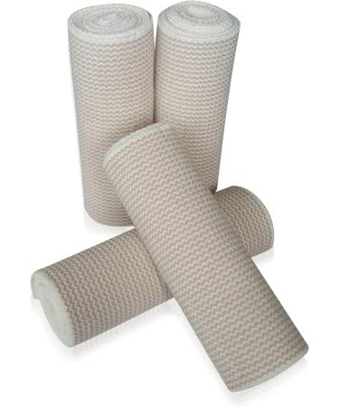 HGP Elastic Bandage Wrap 4 Pack - Extra Wide 6 X 15' Compression Wrap with Touch Closure - Ideal for Lower Legs, Knees, Ankles, Chest - Buy Online on GoSupps.com