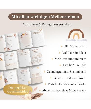 Eulentaler Baby Diary (Boho) | 1st Year Memory Book | Educator-Designed A4 Album for Cherished Moments - Buy Online on GoSupps.com