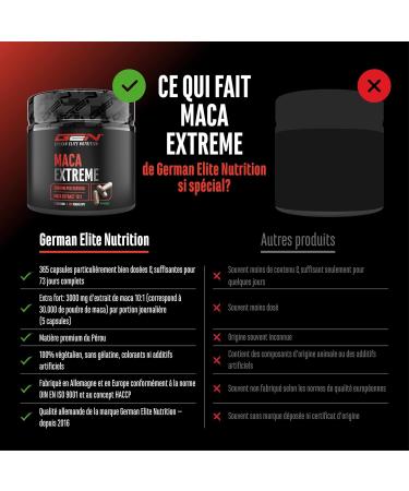 G lules de Maca Extr me - 365 g lules - Haute dose avec 30.000mg par portion journali re - Extrait sp cial 10:1 - Vegan - German Elite Nutrition - Buy Online on GoSupps.com