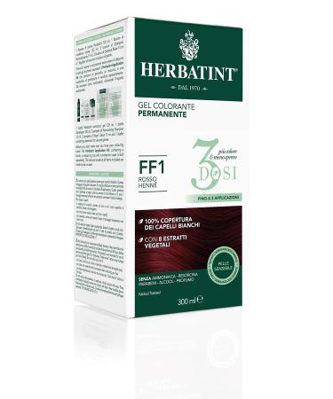 Herbatint Herbatint 3Dosi Permanent Colour Gel 300 ml - FF1 Henna Red Ammonia-Free for Sensitive Skin 100% White Hair Coverage with 8 Organic Natural Extracts