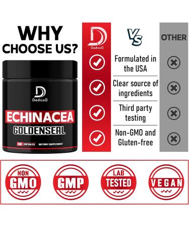 1000mg Echinacea Goldenseal Capsules - Support Immune System, Well-Being & Overal Health - 60 Veggie Capsules - Non-GMO, Gluten-Free 60 Count (Pack of 1) - Buy Online on GoSupps.com