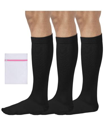 360 RELIEF - Flight Compression Socks Supports | Blood Circulation Travel Work S-M 3Pairs-Black