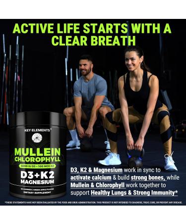 Mullein Gummies for Lung Support with Chlorophyll Magnesium, Vitamin D3 5000 IU & Vitamin K2 100 MCG - Mullein with Chlorophyll Gummies for Lung, Bone, & Immune Support Vegan, Non-GMO, Gluten-Free - Buy Online on GoSupps.com