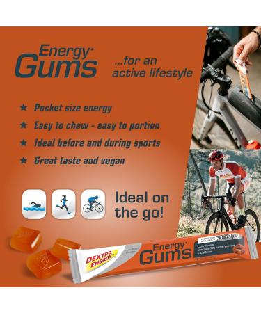 Dextro Energy Cola + Caffeine Energy Gums - Pocket Size for Active Lifestyle | Vegan | 8 x 45g - Buy Online on GoSupps.com