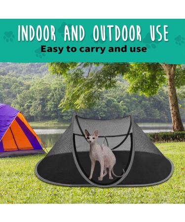 Doyoo Cat Tent: Foldable Pop-Up Outdoor Pet Enclosure for Cats & Small Animals - Portable Indoor Playpen with Carry Bag & Collapsible Bowl (Grey) - Buy Online on GoSupps.com