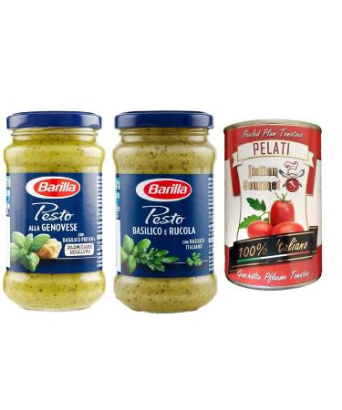 Italian Gourmet ER TEST PACKAGE Barilla Pesto 1x Pesto genovese 190g 1x Pesto Basilico e arugula 190g 2 x 190g + 1x Italian gourmet 100 Italian peeled tomato cans 400g