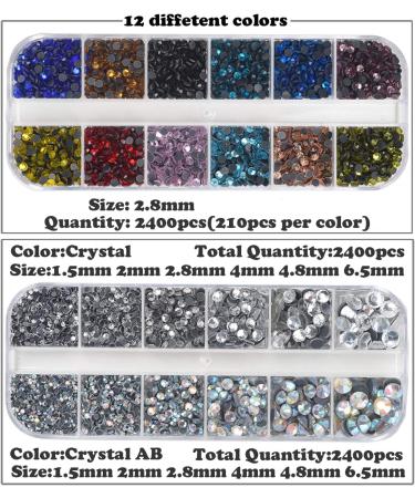 Hotfix Applicator Set with 7200 Mix Color Flatback Rhinestones, 7 Nozzles, Cleaning Kit, Tweezers & Brush - Silver - Buy Online on GoSupps.com