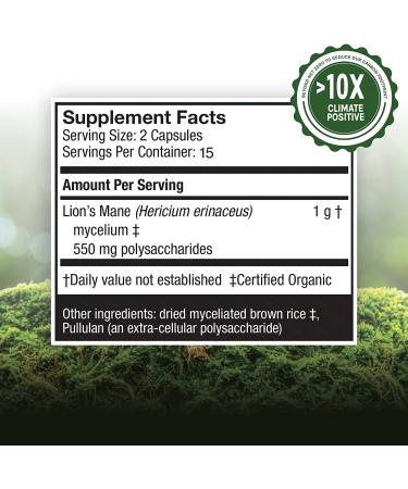 Fungi Perfecti Lion's Mane â€“ Memory & Nerve Support Capsules | 30 Veggie Capsules - Buy Online on GoSupps.com