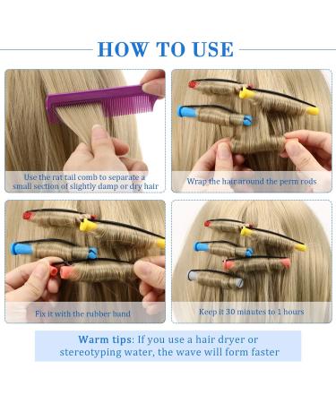 60 Pieces Hair Perm Rods Set Plastic Perming Rods Cold Wave Rods 5 Sizes Hair Curling Rollers with Rat Tail Hair Comb Stainless Steel Pintail Comb for Women Girls Hairdressing Styling - Buy Online on GoSupps.com