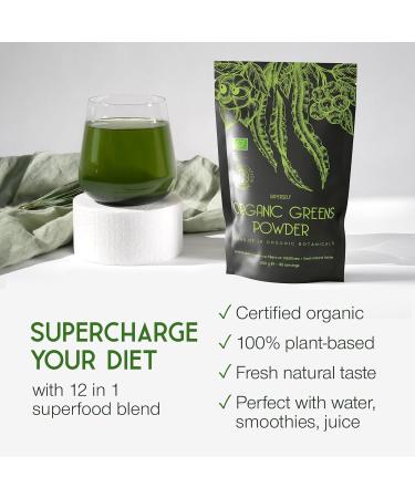 SuperSelf Organic Super Greens Powder - No Additives - 12 Supergreens - Daily Superfood Green Powder with Matcha Spirulina Wheatgrass Chlorella Acai - 40 Servings - High in Vitamins Protein Fibre 200 g (Pack of 1) - Buy Online on GoSupps.com