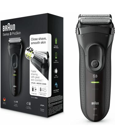 Braun Series 3 Proskin Razor 3020s - Rechargeable Wireless Shaver for Men 45 Min Runtime Compatible with Series 3 Shaving Head - Black - Buy Online on GoSupps.com