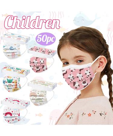 NcQifei 50-Pack Colorful Cartoon Children Disposable 3-Layer Face Masks - Breathable Mouth-Nose Protection for Boys & Girls - Buy Online on GoSupps.com
