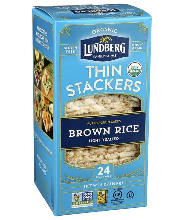 Organic Brown Rice Grain Cakes - Lundberg Family Farms Thin Stackers, Lightly Salted, 6 oz - Buy Online on GoSupps.com
