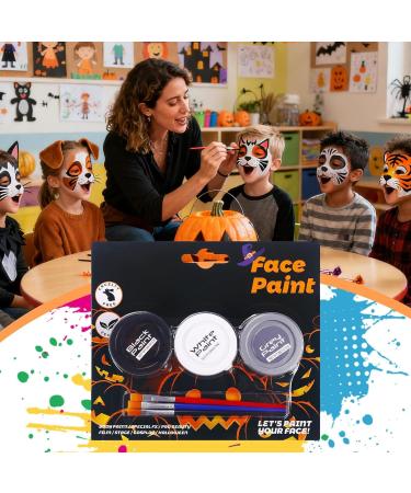 Adult Body Paint - Washable Makeup Cream | 3-Color Water-Soluble Face Makeup Kit for Adult Cosplay Costumes Sporting Events Clown Skeleton - Buy Online on GoSupps.com