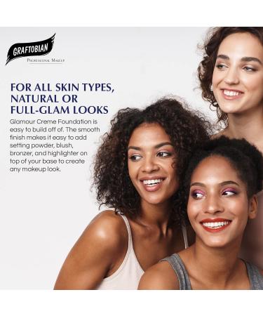 Graftobian HD Glamour Cr me Foundation - 1/2oz Weightless Full Coverage Makeup, 65 Shades, For All Skin Types - Natural or Full-Glam Looks, Professionals and Beginners - Sunlit Linen (W) - 1 Ounce - Buy Online on GoSupps.com