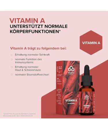 Edubily Nutrition Vitamin A Drops - Vegan Retinol Oil (400 I.E. per Drop) in MCT Coconut Oil | Boost Your Health with 2000 I.E. Daily - Buy Online on GoSupps.com
