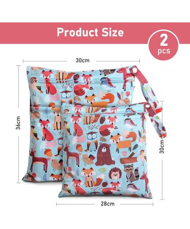 Dioxide Diaper Pocket Wetbag | Waterproof Reusable Laundry Bag for Baby Travel Fitness - Fox Design (2PCs) - Buy Online on GoSupps.com