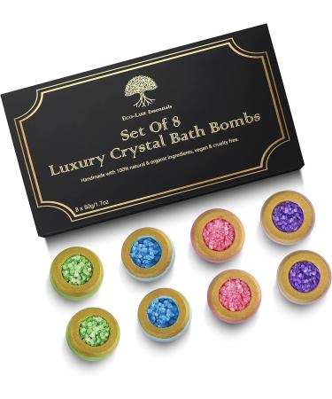 8-Piece Luxury Bath Bomb Set | Natural Organic Vegan Spa Pampering | Essential Oil Scented Fizzers for Home Spa, Birthday, Christmas Gifts - Buy Online on GoSupps.com