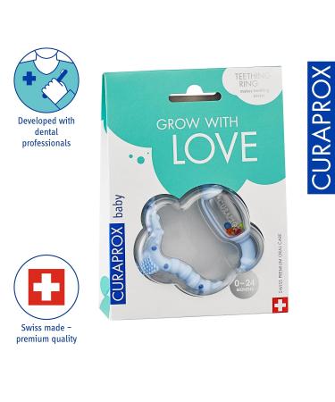 Curaprox Blue Baby Bite Ring with Rattle & Learning Toothbrush - BPA-Free - 1 Piece - Buy Online on GoSupps.com