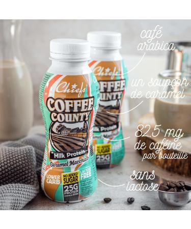 Chiefs Milk Protein Drink with 25g Protein and BCAAs Low Carb Lactose Free Low Sugar High Protein Shake 6 x 330ml (Coffee County) - Buy Online on GoSupps.com