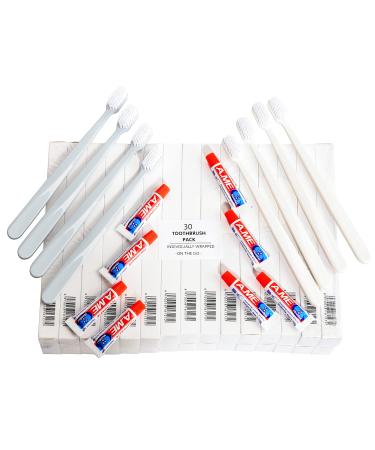 HiTuYi Manual Disposable Toothbrush Hotel Toothbrush Soft Bristle Travel with Toothpaste Individually Wrapped Paper Box 30pcs per Case