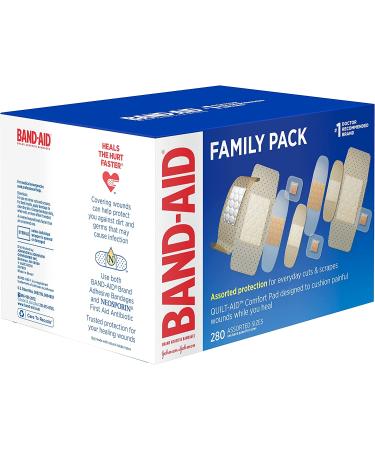 Band-Aid Family Variety Pack - 280 ct, Sheer & Clear Flexible Sterile Bandages with Breathable Technology - Buy Online on GoSupps.com