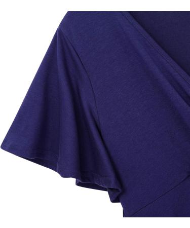 Coolmee Women's Wrap Maternity Dress - Empire Waist Knee Length Midi Dress with Belt for Baby Shower & Casual Wear in Navy - Stylish & Comfortable - Buy Online on GoSupps.com