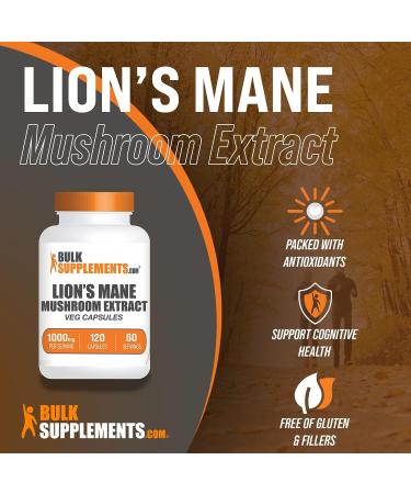 BULKSUPPLEMENTS.COM Lion's Mane Mushroom Capsules - Immune Support Supplement (120 Veg Capsules) - Buy Online on GoSupps.com