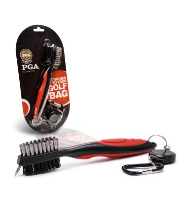 SHAUN WEBB GOLF Brush Cleaner Set - Keep Your Groves Clean for Optimal Performance. Wire and Nylon Bristle Brushes for Golfing Accessories with Retractable Zipline Cord, and Carabiner Clip
