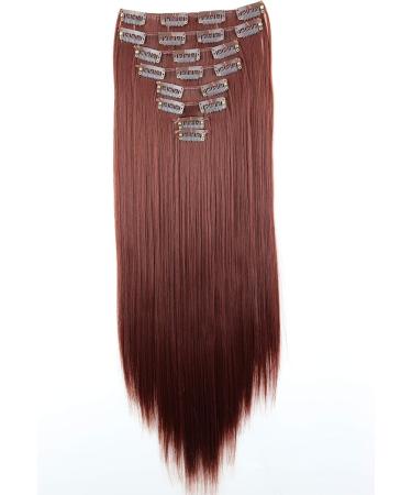 CAISHA XXL 20 Clip In Hair Extensions Set - Synthetic Fiber Hairpiece in Straight Red Brown #35 - Buy Online on GoSupps.com