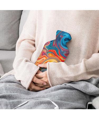 Color Marble Hot Water Bottle with Plush Cover | Hand Warmer for Adults & Children | 26.5x15.3cm | International Shipping Available - Buy Online on GoSupps.com
