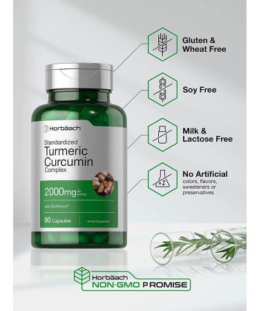 Turmeric Curcumin 2000mg with Black Pepper | 90 Capsules Non-GMO Gluten Free by Horbaach - Buy Online on GoSupps.com