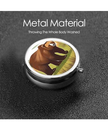 Brown Bear Walking Round Pill Box | 3 Compartment Portable Organizer for Travel | Ideal for Purse & Pocket - Buy Online on GoSupps.com