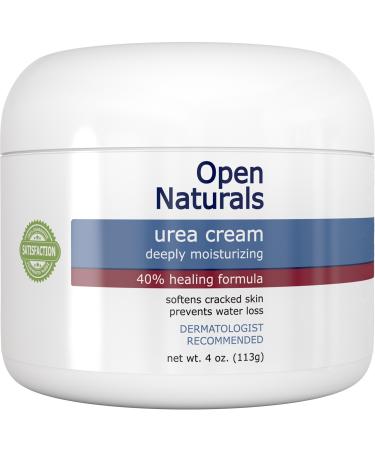 Open Naturals Urea 40% Foot Cream - 4 oz - Premium Callus Remover - Moisturizes and Rehydrates Thick  Cracked  Rough  Dead and Dry Skin - Elbow and Feet