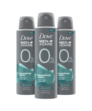 Dove Men+Care Deodorant Spray Aluminum Free Deodorant Eucalyptus and Birch Naturally Derived Plant Based Mens Deodorant Moisturizer 4 oz 3 Count