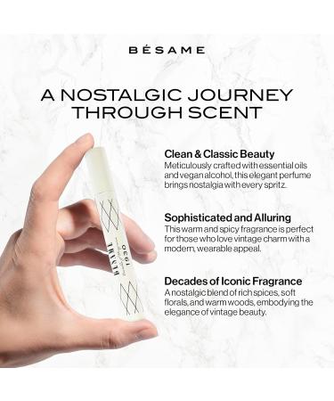 BESAME COSMETICS - Decades of Fragrance -1930 Womens Perfume Vintage Inspired Eau de Parfum in Retro Perfume Bottle Cinnamon Heliotrope Vanilla & Cedar - 9mL Vintage Atomizer - Buy Online on GoSupps.com
