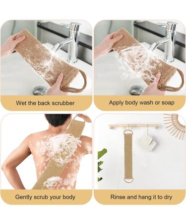 COMNICO 2pcs Exfoliating Body Scrubber Natural Hemp Back Scrubber Exfoliator Loofah Shower Bath Wash Deep Cleaning Glove and Strap Dead Skin Removal for Men Women - Buy Online on GoSupps.com