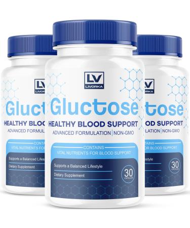 (3 Pack) Gluctose Advanced Blood Support Gluctose Gluctose - Advanced Blood Support Supplement Gluctose Supplement Support Capsules - All Natural Formula 90 Capsules for 3 Months