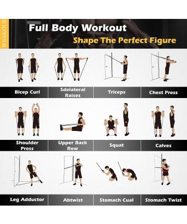 WSAKOUE Resistance Bands Set - 5 Level Exercise Bands for Men & Women - Fitness Bands with Handles, Door Anchor, Ankle Straps & Carry Bag - Buy Online on GoSupps.com