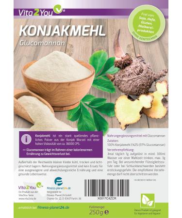 Vita2You Konjac Flour 250g | Premium Gluten-Free Glucomannan Powder - Fine Konjac Root - International Shipping Available - Buy Online on GoSupps.com