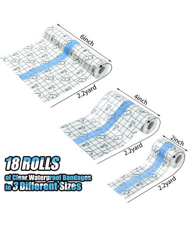 Waterproof Bandage Roll - 18 Rolls for Shower, Tattoo, Swimming - 3 Sizes - Buy Online on GoSupps.com