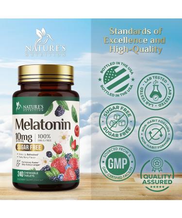 Melatonin 10mg - Fast Dissolve Tablets - Sugar-Free Melatonin Supplement for Restful Sleep Support Extra Strength Sleep Support Formula for Adults Delicious Berry Flavor Bottled in USA - 240 Count 240 Count (Pack of 1) - Buy Online on GoSupps.com