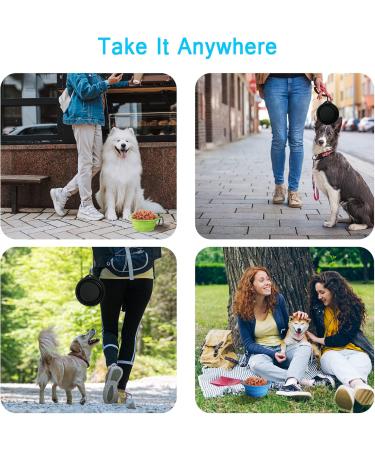 Petbonus Foldable Dog Bowls - 2 Pack Silicone Travel Water & Feed Bowls for Dogs | Leak-Proof & Portable with Carabiners - Light Blue & Light Green (600ml) - Buy Online on GoSupps.com