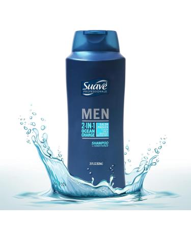 Suave Men 2-in-1 Shampoo & Conditioner - Ocean Charge Residue-Free 28 oz - Clean Hair International Shipping - Buy Online on GoSupps.com