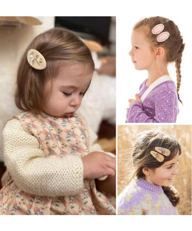 Buy Lyxoto 10-Piece Fabric Embroidery Flower Hair Clips for Girls - Slipproof Metal Snappy Accessories for Children - Buy Online on GoSupps.com