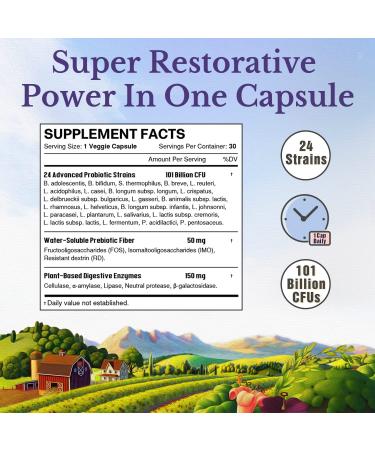 Vitalitown Probiotics - 101 Billion CFUs, 24 Strains, 30 Capsules | Best Digestive Health - Buy Online on GoSupps.com