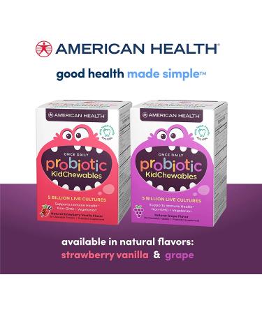 American Health Probiotic KidChewables - Strawberry Vanilla, 5 Billion Live Cultures, 30 Chewable Tablets - Buy Online on GoSupps.com
